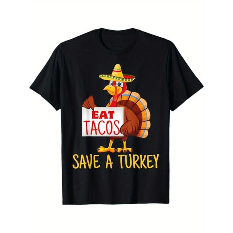 Turkey Eat Tacos Vegan Funny Thanksgiving Dinner Women Men T-Shirt, Halloween Thanksgiving Christmas Gifts for Men Women Friends Family, S-XXXL, Black made in usa