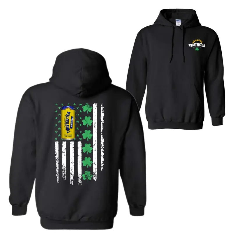 Twisted Tea Flag With Shamrocks For St. Patrick's Day T-Shirt Sweatshirt Hoodie, Unisex Shirt