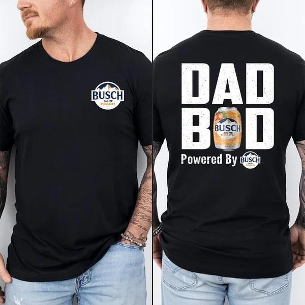 Two-sided Dad Bob Powered By Light Peach T-shirt, Father's Day Gifts, Papa Tee, Funny Summer Graphic Tee, Trendy Outdoors Beer Lover Sweatshirt, Unisex Hoodie