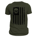 USA Black Vertical Flag With Skull Men's T-Shirt Crewneck Casual