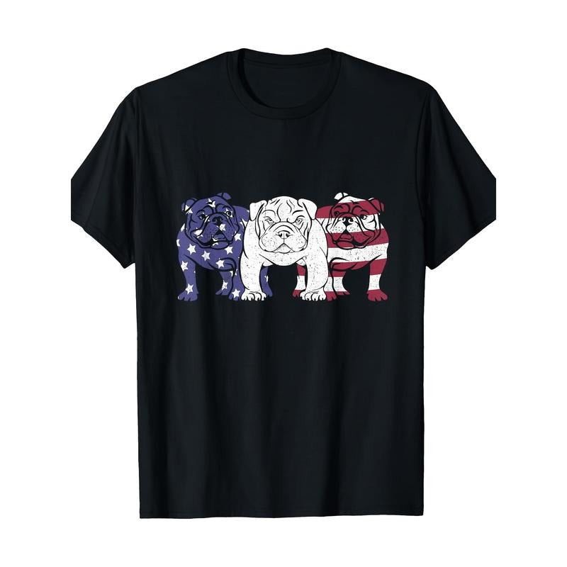 Unique English Bulldog Dog American Flag Retro Puppy Lover T-Shirt Made in USA Hoodie, Sweatshirt | GrindPrints.com