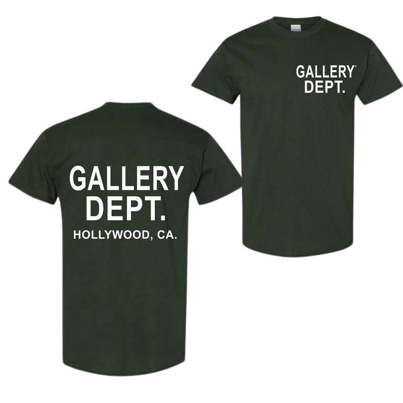 Unisex T-Shirt - GALLERY DEPT Shirts, Tops Fashion Hip Hop Short Sleeve 2 Sides Letter Printed Crewneck Menswear Garmen