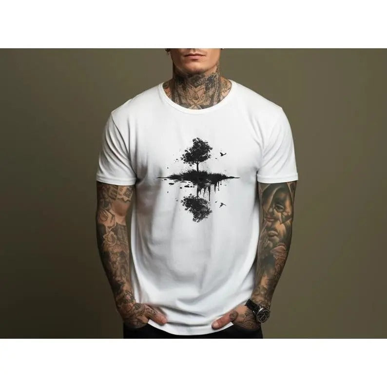 Unisex Tree T-shirt, Unisex T-shirt, Men's T-shirt, Nature Shirt, Green T-shirt, Nature T-shirt, Bird T-shirt Made in USA