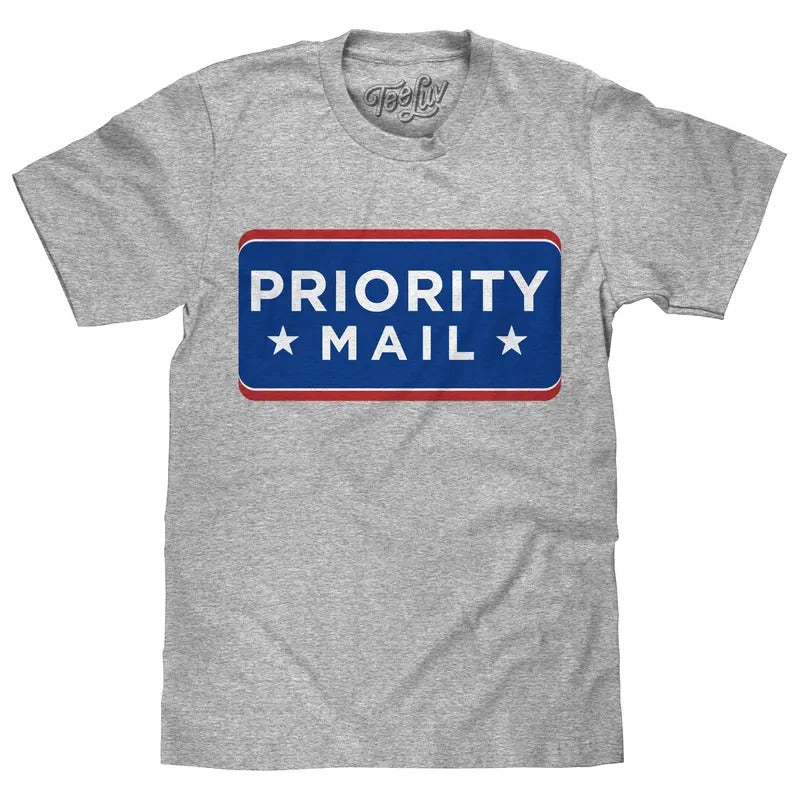 United States Postal Service USPS Priority Mail T-Shirt - Athletic Heather Gray