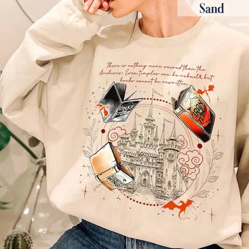 [Up To 5XL] Vintage Fourth Wing Series Sweatshirt For Fans Basgiath War College Shirt Violet Sorrengail Fantasy Book...