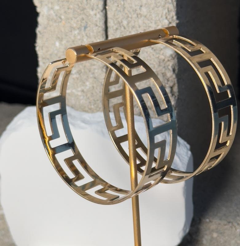 Upscale Oversized Hoops - Gold Toned Design Jewelry Piece