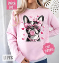 Valentine Boston Terrier Sweatshirt, Valentine's Day Crewneck, Cute Women's Sweater