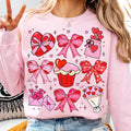 Valentine Heart Coquette Sweatshirt, Bow Valentine Shirt, Valentines Day Gift, Unisex Long Sleeve Crewneck