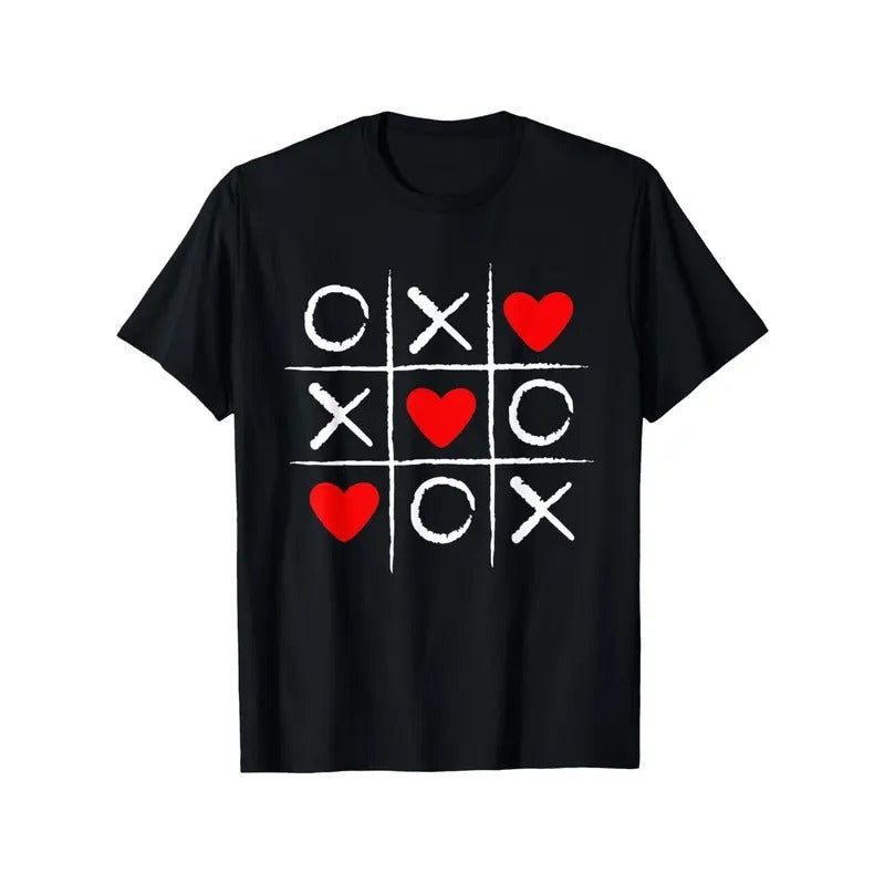 Valentine's Day Love Heart Couples T-Shirt - 100% Cotton, Soft & Breathable, Perfect Gift for Men & Women, Casual Fit, Machine Washable - Black made in usa