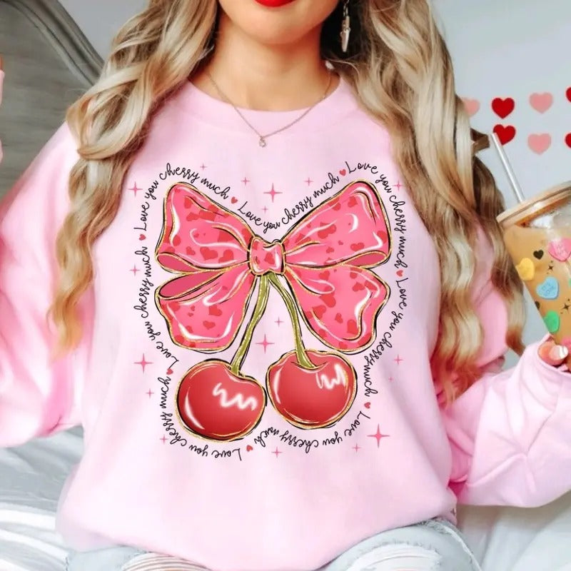 Valentines Day I love you cherry much - Sweatshirt