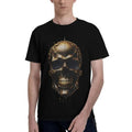 Vibrant Men's 3D Golden Skull Pattern Short Sleeve Round Neck T-Shirt - Fashionable Summer Top with Comfortable Fit, Breathable Fabric, and Unique Design - Perfect for Casual Outings and Summer Vacations Made in USA