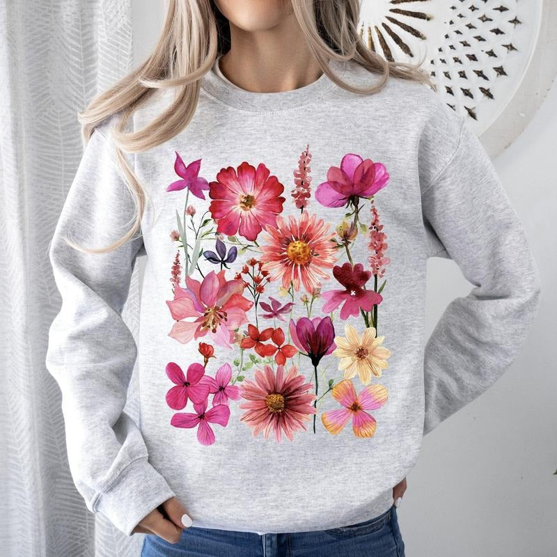 Vibrant Pressed Flower Sweatshirt
