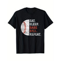 Vintage Baseball Player Eat Sleep Baseball Repeat men's T-Shirt made in usa