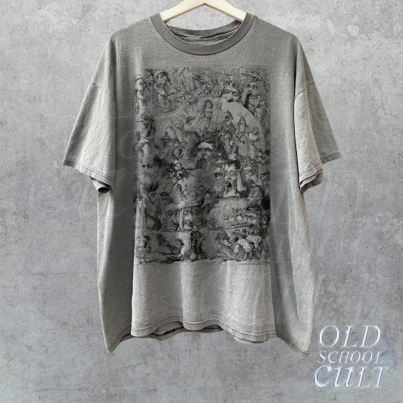 Vintage Dreamy Art Graphic Shirt, Retro Creepy 90s Shirt, Abstract Art Cotton Shirt, Line Art Vintage Tee, Oversized Cool...