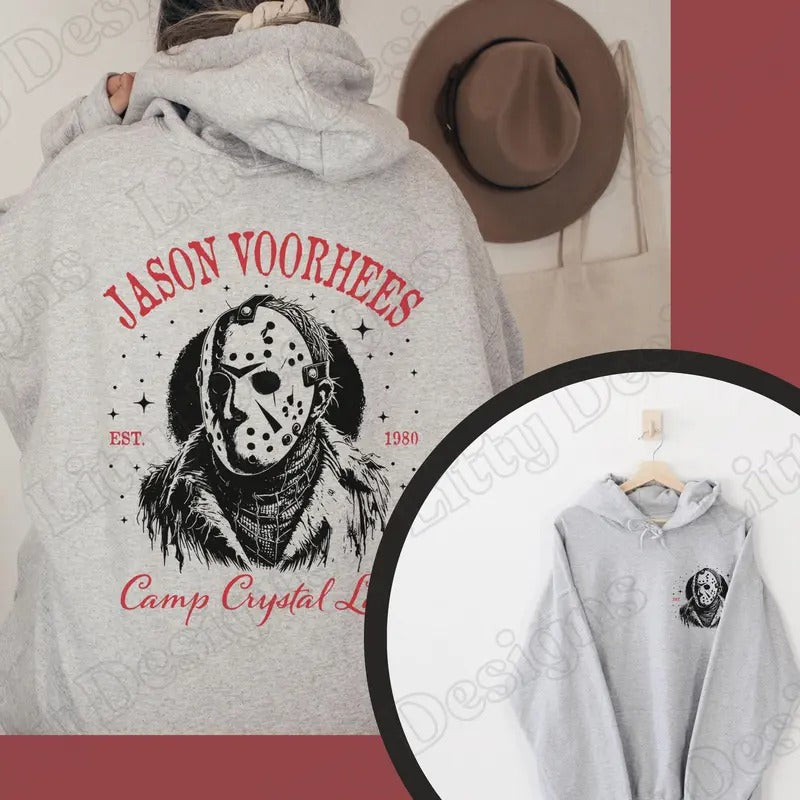 Vintage Halloween Jason Voorhees - Camp Crystal Lake Crewneck Sweatshirt - Halloween Horror Movie Shirt