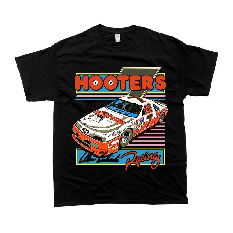 Vintage Style Alan Kulwickii NASCAR Hooters Racing Tee Tshirt Casual