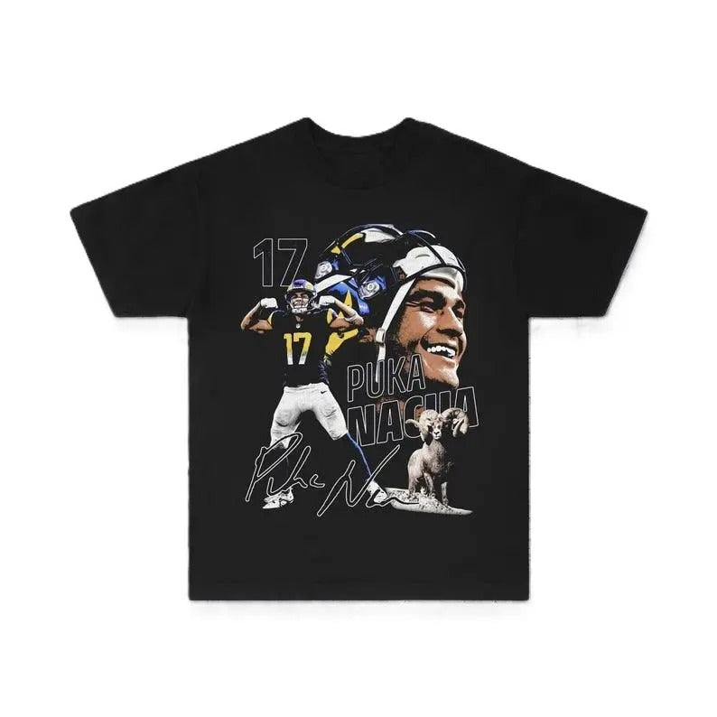 Vtg Y2k Puka Nacua Football Big Head Ram Team Vintage Streetwear Heavyweight T-Shirt Unisex Vintage Tee Womenswear Tops