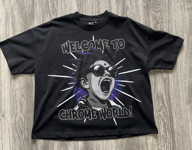 WELCOME TO CHROME WORLD! - DOUBLE SIDES - OVERSIDE DESIGN - Size S to 4XL,  Menswear Top