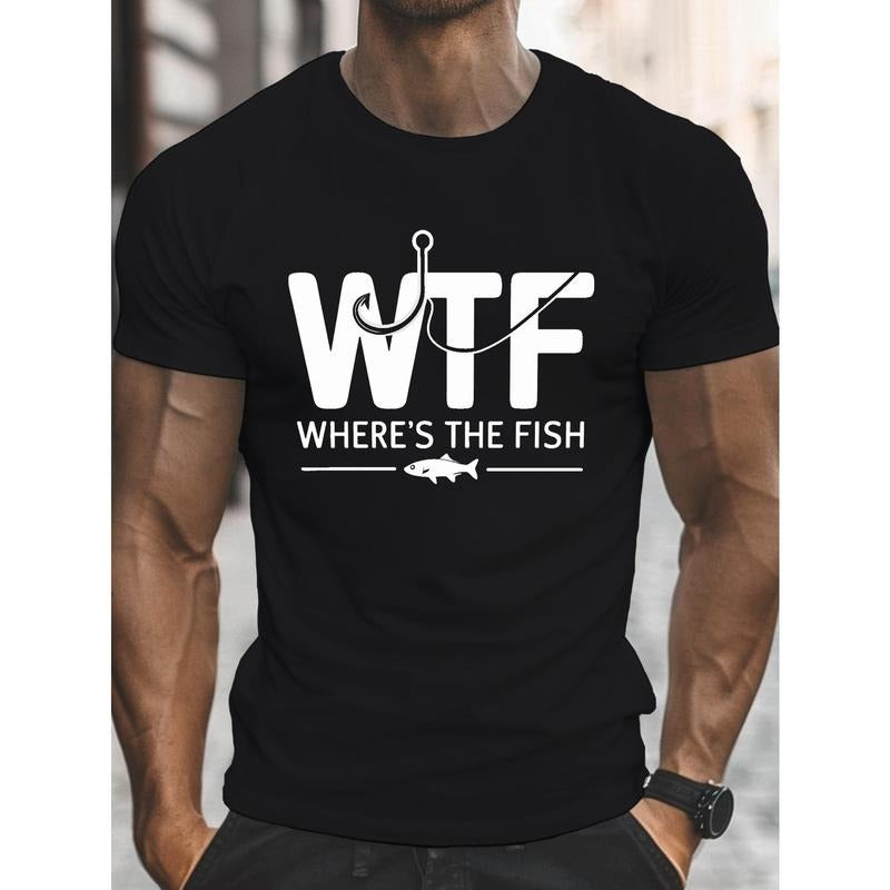 WTF WHERE's THE FISH? Men's Casual Crew Neck T-Shirt