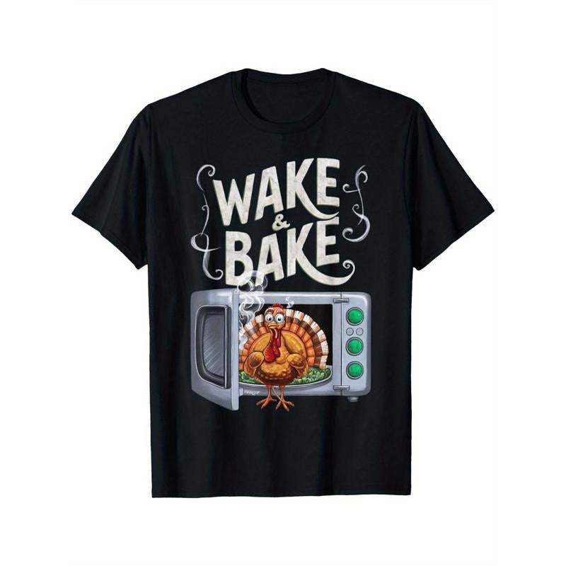 Wake & Bake Turkey Feast Fun Thanksgiving Chef Gift Idea Themed Men's T-Shirt made in usastyle{n002}2