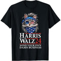 Walz Mind Your Own Damn Business Harris Waltz Cat Lady T-Shirt made in usastyle{n002}3