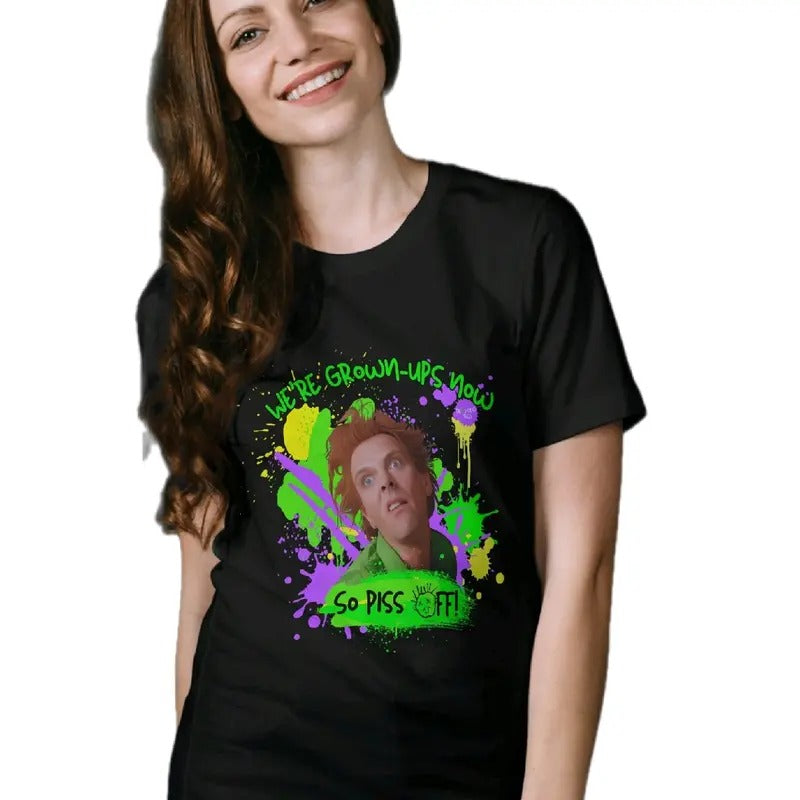 "We're grown-ups now, so piss off" Fred t-shirt Cotton Womenswear oogie boogie Top Breathable, Crewneck Comfortable Underwear