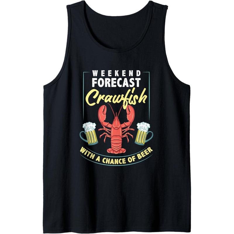 Weekend Forecast Crawfish With a Chance of Beer Stein Boil Tank Top Made in USA