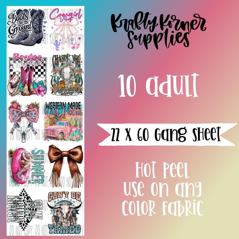 Western 2.0 DTF Transfer Gang Sheet, 22 x 60