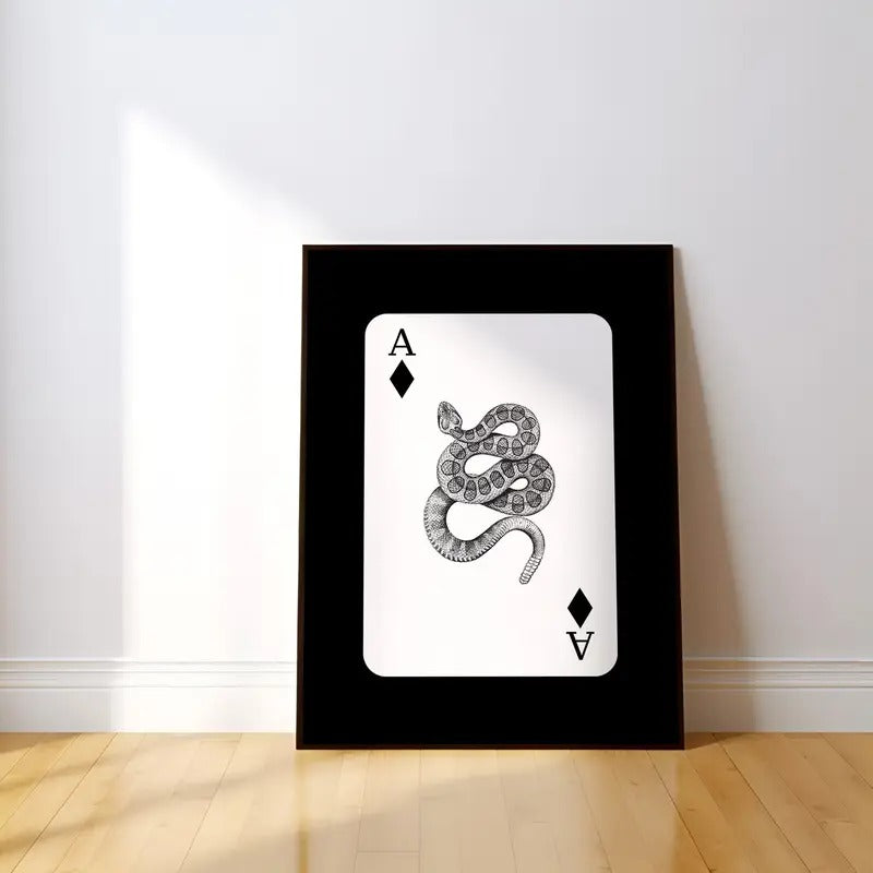 Western Gothic Room Decor, Western Snake Playing Card Inspired Wall Art, Trendy Gallery Wall Art Poster, Poster Prints No...