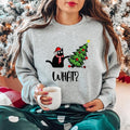 What Cat Christmas Sweatshirt, Funny Black Cat Sweater, Cat Lover Gift Hoodie For Mother, Unisex Christmas Tree Gift Long Sleeve.