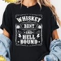 Whiskey Bent And Hell Bound T-Shirt for Women - Casual Summer Short Sleeve Top - Cotton