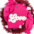 White Chenille Love Patch Sweatshirt