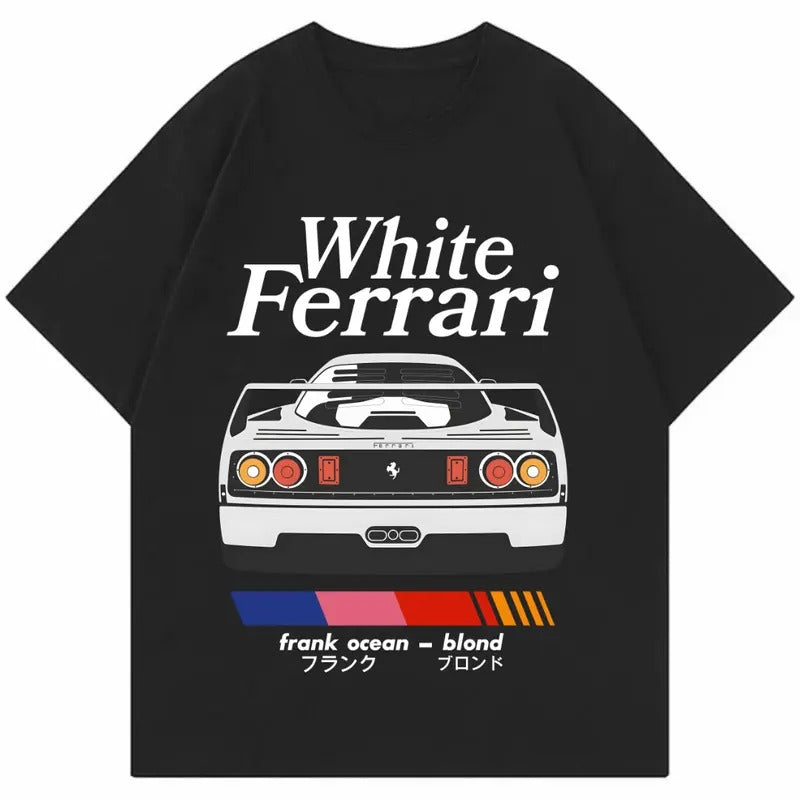 White Ferrarii F40 T-Shirt, Car Enthusiast T-Shirt, Car Clothing