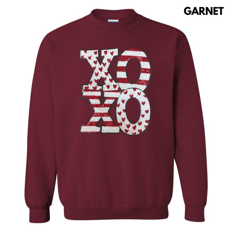 White Sequin XOXO Patch Sweatshirt