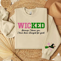 Wicked Defy Gravity Embroidered Sweatshirt, Witch Pink and Green Sweater, Broadway Musical Gift For Her