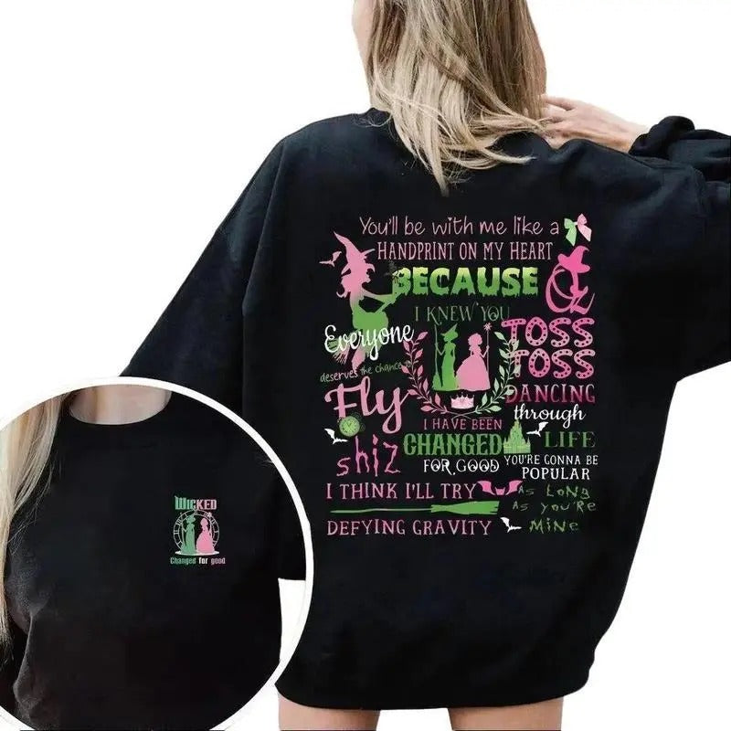 Wicked Glitter Shirt, Defy Gravity Broomstick Magic Wand Shirt, Wizard of Oz Movie Fan Sweatshirt, Gift For Her
