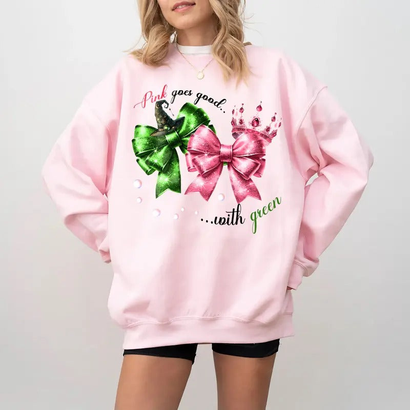 Witch Pink And Green Sweatshirt, Changed For Good Sweatshirt, Wicked Defy Gravity Shirt