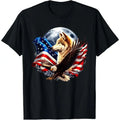 Wolf Bald Eagle American Flag Full Moon New Years Wolf Lover T-Shirt made in usa
