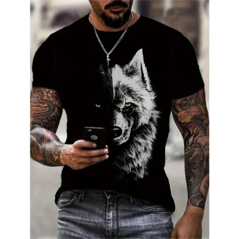 Wolf Creative 3D Print Stylish T-shirt - Soft Slight Stretch Polyester Crew Neck Short Sleeve Top for Men - Machine Washable, Comfortable, and Fashionable for Daily Wear All Season Made in USA