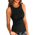 Women Tank Tops Round Neck Sleeveless Cami Shirt Slim Solid Ribbed Tank Top Womenswear Underwearstyle{n002}2