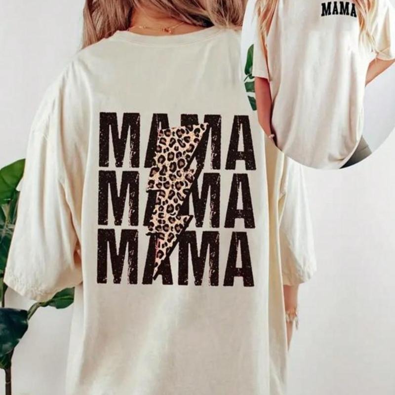 Women's "MAMA" Letter Print Drop Shoulder Tee, Casual Half Sleeve Round Neck T-Shirt for Daily Wear, Graphic Tees, Ladies Clothes for All Seasons, Fall Clothes