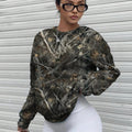 Women's Camo Print Drop Shoulder Pullover, Casual Long Sleeve Round Neck Sweatshirt for Fall & Winter, Women's Clothes for Daily Wear, Womenswear