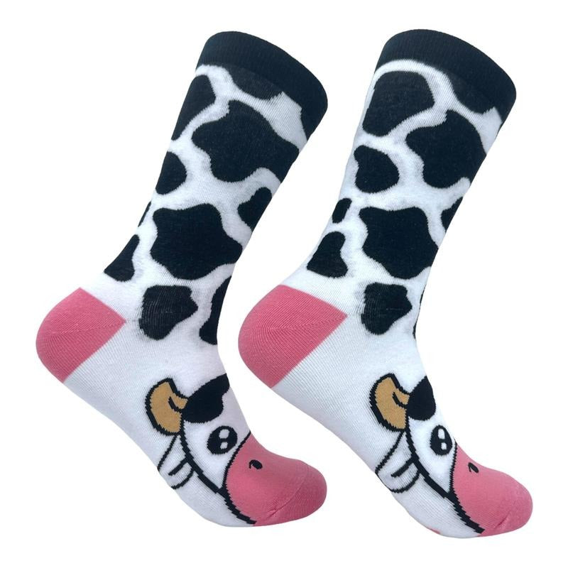 Women's Cow Socks Funny Cute Adorable Milking Moo Cattle Footwear Funny Graphic Socks Comfortable Fitted Spandex Cotton