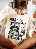 Women's Letter & Animal Print Crew Neck Sweatshirt, Casual Long Sleeve Pullover for Fall & Winter, Women's Clothes for Daily Wear