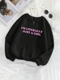 Women's Letter Print Drop Shoulder Sweatshirt, Casual Long Sleeve Round Neck Pullover for Fall & Winter, Ladies Clothes for Daily Wear