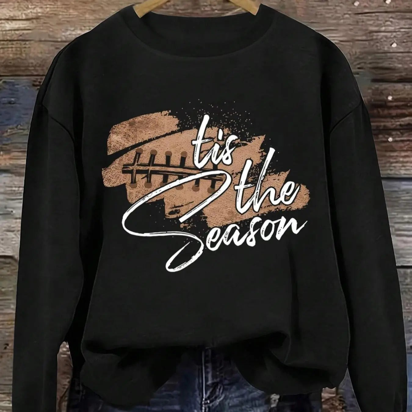 Women's Letter Print Graphic Drop Shoulder Sweatshirt, Casual Long Sleeve Round Neck Pullover for Fall & Winter, Ladies Clothes for Daily Wear