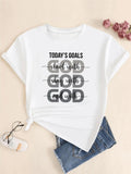 Women's Letter Print Round Neck Tee, Casual Short Sleeve Crew Neck T-shirt for Daily Wear, Ladies Clothes for All Seasonsstyle{n002}17