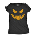 Womens Evil Eddie Pumpkin T Shirt Funny Halloween Jack O Lantern Dark Smile Tee For Ladies Funny Womens T Shirts Cute Slimming Top Comfortable Soft Womenswear Halloween Tops for Women Women's Novelty Black - M