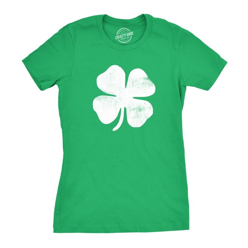 Womens Four Leaf Clover T Shirt Funny Saint Patricks Day Shamrock Lucky Irish Funny Womens T Shirts Cute Slimming Top Comfortable Soft Womenswear Saint Patrick's Day Tops for Women Women's Novelty Green