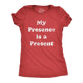 Womens My Presence Is A Present T Shirt Funny Xmas Gift Ego Tee For Ladies Funny Womens T Shirts Cute Slimming Top Comfortable Soft Womenswear Christmas Tops for Women Women's Novelty Tees Red -